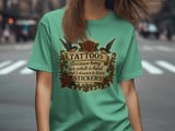 Tattoo T Shirt, National Tattoo Day Tee, Funny Adulting Gift, Bird and Rose Design, Tattoo Art Shirt, T Shirt for Sticker Lovers thumbnail 5