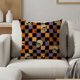 Spooky Skull Bat Stars Halloween Velveteen Blanket, Grunge Checkerboard Woven Throw, Alt Aesthetic Cozy Pillow thumbnail 20