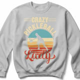 Pickleball Gildan Crewneck Sweatshirt, Crazy Pickleball Lady, Court Warm Up Retro Sunset Pullover Top thumbnail 7