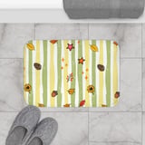 Fall Shower Curtain and Bath Mat Set, Rustic Autumn Botanical Bathroom Decor, Vintage Cottagecore Leaves Acorn Pinecone Yellow Green Decor thumbnail 17