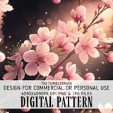 Cherry Blossom Tumbler Design, Floral Tumbler Png, Watercolor Flowers Digital Paper, Junk Journal Pages, Pink Floral Background, Digital thumbnail 13