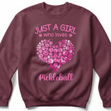 Pickleball Gildan Crewneck Sweatshirt, Just A Girl Who Loves Pickleball, Court Warm Up thumbnail 3