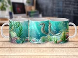 Seahorse Ocean Scene Sublimation Wrap Digital Design for 11oz and 15oz Mugs | Whimsical Marine Life Underwater Art Coastal Mug Design Gift thumbnail 1