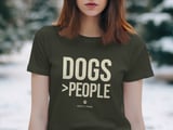 Dogs Over People Funny T-Shirt for Pet Owners | Cute Dog Mom Dad Gift Tee | Distressed Text Graphic T-Shirt thumbnail 4