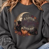 Vintage Black Cat PNG Celestial Moon Halloween Graphic, Whimsigoth Autumn Pumpkin Witchy Clipart, A Little Mystery Never Hurt Fall Design thumbnail 8