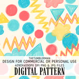 Digital Geometric Pattern Bundle, Abstract Shapes Digital, Circle, Triangle, Zigzag, Colorful, Commercial Use, Planner Graphics, Digital thumbnail 1