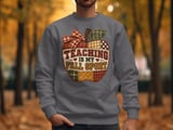 Teaching Is My Fall Sport Sweatshirt, Faux Patchwork Quilted Apple Teacher Hoodie, Autumn School Graphic Tee, Cozy Teacher Tote Bag thumbnail 3