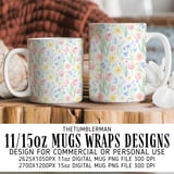 Digital Flower Pattern, Floral Digital Paper, Spring Flowers, Watercolor Flowers, Tulips, Daisies, Forget Me Nots, Digital Bundle Pattern thumbnail 4