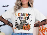 Whimsical Candy Thief Raccoon T-Shirt thumbnail 2