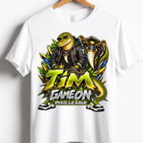 Tim Crocodile Youth Gaming T-Shirt, Kids Gamer Graphic Tee, Green Alligator Streetwear Shirt, Pixo League thumbnail 1