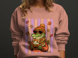 Cozy Fall Alligator Pumpkin Spice Sweatshirt, Retro Crocodile Halloween Vibes Hoodie, Cute Autumn T-Shirt Gift thumbnail 5
