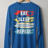 Pickleball Sport-Tek Long Sleeve Tee, Eat Sleep Pickleball Repeat, Performance Sun Shield Shirt thumbnail 6