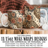 Digital Pattern, Leopard Print, Floral, Rose, Seamless Pattern, Digital Bundle, Fabric Design, Tumbler Wrap Design, Sublimation Design thumbnail 4