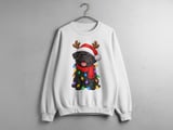 Black Pug Dog Santa Hat Reindeer Antlers Red Scarf Christmas Lights Standard T-Shirts thumbnail 7
