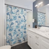 Watercolor Leaping Dolphin Shower Curtain thumbnail 3