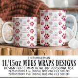 Digital Valentine Pattern, Valentine Paw Print Pattern, Valentine Dog Paw Print Pattern, Valentines Day Digital Bundle Pattern thumbnail 4