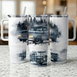 40oz Tumbler Wrap GMC Truck Vintage Sublimation Design, Classic Pickup Forest PNG Digital Download for Men, Misty Mountain Auto Lover Gift thumbnail 5