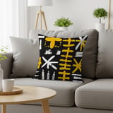 African Mud Cloth Velveteen Blanket, Tribal Art Woven Throw, Abstract Boho Pillow Cover, Black Yellow White Pattern Home Decor Gift thumbnail 19