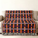 Spooky Bat Plaid Halloween Velveteen Blanket, Purple Orange Grunge Goth Cozy Woven Blanket & Throw Pillows, Fall Decor Gift thumbnail 8