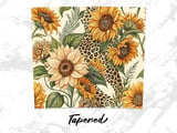 Sunflower Leopard 20oz Tumbler Wrap PNG, Floral Print Tumbler Design, Digital Download Tumbler, Sublimation Template, Tumbler Designs thumbnail 5