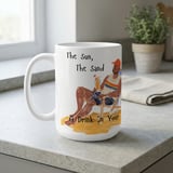 Beach Vacation Mug | The Sun Sand Drink In Your Hand | Summer Relax Illustration | Chill Beach Vibes thumbnail 2