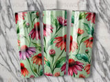 Echinacea Tumbler Wrap PNG Digital Design, Watercolor Floral 20oz Skinny Tumbler Sublimation Seamless File, Instant Download thumbnail 7