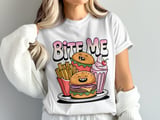 Bite Me Burger Fries Milkshake Digital Download, Cute Fast Food Art, Funny Kawaii Foodie Graphic, Kitchen Wall Decor PNG, Digital Product. thumbnail 2