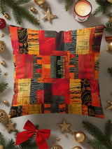 Modern Abstract Art Velveteen Blanket, Geometric Woven Throw Pillow, Red Orange Eclectic Decor, Contemporary Home Art Statement thumbnail 5