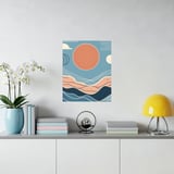 Minimalist Landscape Posters, Abstract Mountain Art, Geometric Sun Print, Mid Century Modern Wall Decor, Nature Inspired Posters thumbnail 7