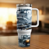 40oz Tumbler Wrap Vintage Truck Driving Through Forest Digital Design, Classic Car Sublimation Wrap PNG for Dad, Husband thumbnail 12