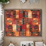 Modern Abstract Art Velveteen Blanket, Geometric Woven Throw Pillow, Red Orange Eclectic Decor, Contemporary Home Art Statement thumbnail 14