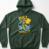 Pickleball Gildan Fleece Hoodie, Dill With It Funny Pickleball Character, Cozy Winter Court Pullover thumbnail 5