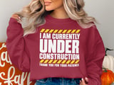 Under Construction Post Surgery Recovery Graphic Standard T-Shirts With Yellow Caution Stripes Print thumbnail 6