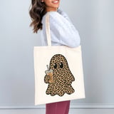 Leopard Ghost Iced Coffee Tote Bag thumbnail 4