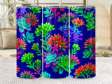 Vibrant Succulent Tumbler Wrap Digital PNG, Seamless Neon Botanical 20oz Skinny Sublimation Design File for Plant Lovers thumbnail 5