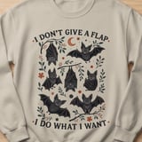 Whimsical Bat I Don't Give A Flap T-Shirt, Spooky Cute Bats Sweatshirt, Funny Goth Bat Lover Shirt, Quirky Halloween Gift thumbnail 15