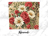 Floral Leopard 20oz Tumbler Wrap, Red Roses Tumbler Design, Cheetah Print, Sublimation PNG, Digital Download, Tumbler Template thumbnail 5