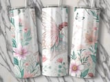 Floral Fairy 20oz Seamless Tumbler Wrap Digital, Watercolor Flowers, Fantasy Girl, Elegant Tumbler Design, Sublimation, Instant Download thumbnail 2