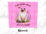 20oz. Seamless Tumbler Wrap: Ragdoll Cat Design, Seamless Full Wrap, Pet Lover Gift, Wildflowers and Butterflies thumbnail 3