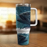 Monster Fish 40oz Tumbler Sublimation Wrap, Deep Sea Angler PNG Digital Download, Scary Ocean Creature Tapered Design, Unique Fisherman Gift thumbnail 4