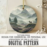 Misty Highlands Stag Landscape Digital Size Bundle Png thumbnail 3