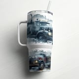Vintage Truck 40oz Tumbler Wrap Digital Design, Retro Big Rig Sublimation File for Men, Trucker Gift PNG Wrap thumbnail 10