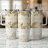 Luxury Gold Peony 40oz Tumbler Wrap, Seamless Distressed Tapered Sublimation Digital File, Elegant Floral Design, Free Car Coasters thumbnail 4