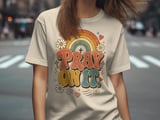 Pray On It Retro T-Shirt, Christian Rainbow Daisy Graphic Tee, Faith Based Scripture Shirt, Religious Gift for Her thumbnail 3