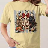 Cute Halloween Bat Friends T-Shirt, Spooky Season Sweatshirt, Whimsical Goth Chibi Bats Pumpkin Skull thumbnail 3