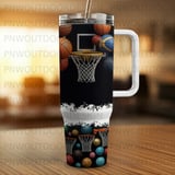 40oz Tumbler Sublimation PNG, Distressed Basketball Design, Tapered Seamless Digital Download, Hoops Sports Lover, Car Coaster Freebie thumbnail 3