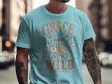 Grace Grows Wild T-Shirt, Christian Faith Tee with Wildflowers & Cross, Boho Inspirational Distressed Religious Shirt, Nature Lover Gift for thumbnail 1