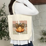 Fall Vibes Pumpkin Bow Tote Bag thumbnail 6