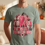 Pumpkins Pink Ribbons Faux Patchwork Tee thumbnail 17
