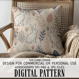 Digital Rabbit Pattern, Floral Bunny Art, Digital Bundle, Cute Hare Design, Whimsical Animal Print, Commercial Use Pattern, Digital Paper thumbnail 5